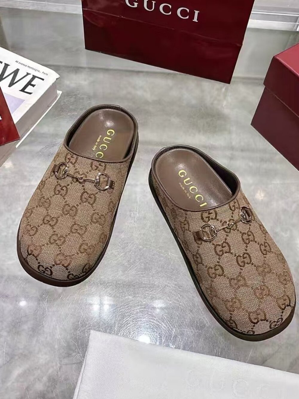 GUCCI GG Canvas Casual Slip On Mules